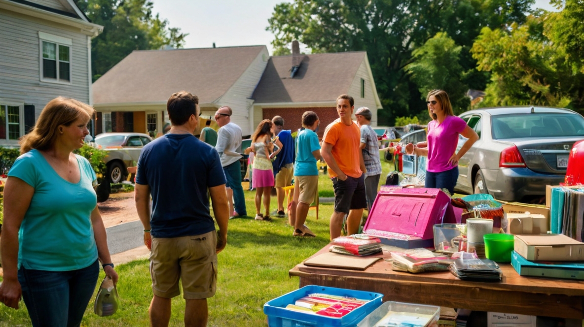 AI-generated image of an outdoor garage / yard sale